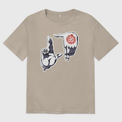 Футболка оверсайз женская Хеллсинг ладони Алукарда, цвет: миндальный