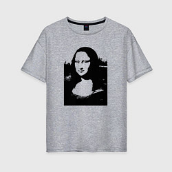 Футболка оверсайз женская Mona Lisa in black white, цвет: меланж