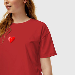 Футболка оверсайз женская Маленькое сердечко кулон, цвет: красный — фото 2