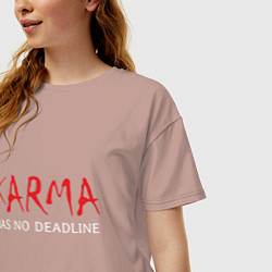 Футболка оверсайз женская Karma has no deadline, цвет: пыльно-розовый — фото 2