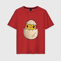 Женская футболка оверсайз Птенец вылупившийся из яйца