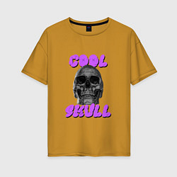 Футболка оверсайз женская Cool Skull, цвет: горчичный