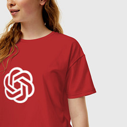 Футболка оверсайз женская Логотип Chat GPT, цвет: красный — фото 2