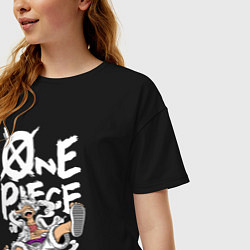 Футболка оверсайз женская One piece - Луффи гир 5, цвет: черный — фото 2