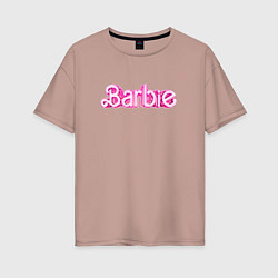 Футболка оверсайз женская Барби - Фильм Логотип, цвет: пыльно-розовый