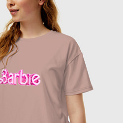 Футболка оверсайз женская Барби - Фильм Логотип, цвет: пыльно-розовый — фото 2