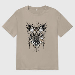 Футболка оверсайз женская Сова викинга, цвет: миндальный
