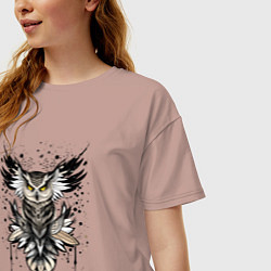 Футболка оверсайз женская Сова викинга, цвет: пыльно-розовый — фото 2