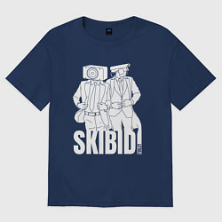 Футболка оверсайз женская Skibidi Toilet Cameraman and Speakerman, цвет: тёмно-синий