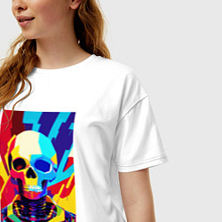 Футболка оверсайз женская Pop art skull, цвет: белый — фото 2