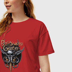 Футболка оверсайз женская Baldurs Gate 3 - logotype, цвет: красный — фото 2