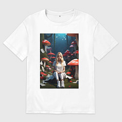 Футболка оверсайз женская Alice in Wonderland, цвет: белый