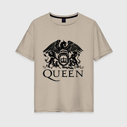 Футболка оверсайз женская Queen - logo, цвет: миндальный