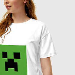 Футболка оверсайз женская Minecraft creeper face, цвет: белый — фото 2