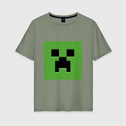 Футболка оверсайз женская Minecraft creeper face, цвет: авокадо