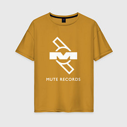 Футболка оверсайз женская Depeche Mode Mute Records Logo, цвет: горчичный