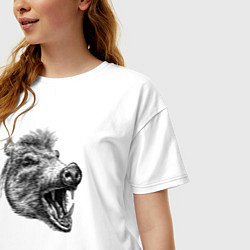 Футболка оверсайз женская Кабан рычит, цвет: белый — фото 2