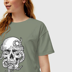 Футболка оверсайз женская Skull octopus, цвет: авокадо — фото 2