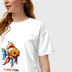 Футболка оверсайз женская Пиксель рыбка, цвет: белый — фото 2