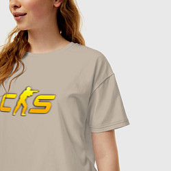 Футболка оверсайз женская CS2 yellow logo, цвет: миндальный — фото 2