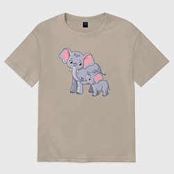 Футболка оверсайз женская Elephants family, цвет: миндальный