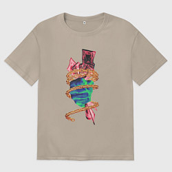 Футболка оверсайз женская За деньги, да, цвет: миндальный