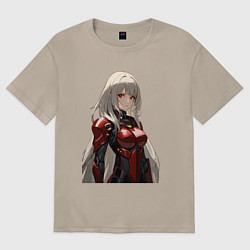 Футболка оверсайз женская Аниме робо-девушка, цвет: миндальный