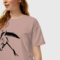 Футболка оверсайз женская Голова лошади, цвет: пыльно-розовый — фото 2