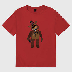 Футболка оверсайз женская Мишка Фредди, цвет: красный