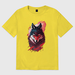 Футболка оверсайз женская Красный волк ниндзя, цвет: желтый