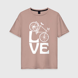 Футболка оверсайз женская Любовь велосипедиста, цвет: пыльно-розовый