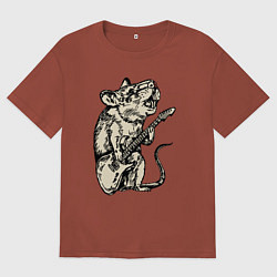 Футболка оверсайз женская Mouse rock, цвет: кирпичный