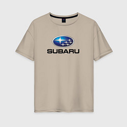 Футболка оверсайз женская Subaru sport auto, цвет: миндальный