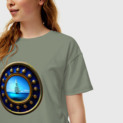 Футболка оверсайз женская Колесо сансары, цвет: авокадо — фото 2