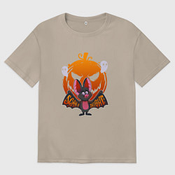 Футболка оверсайз женская Хэллоуин мышка, цвет: миндальный