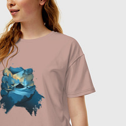 Футболка оверсайз женская Рукопожатие Кратоса и Атрея gow ragnarok, цвет: пыльно-розовый — фото 2