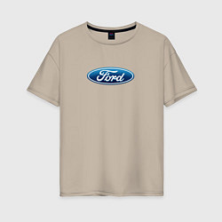 Футболка оверсайз женская Ford usa auto brend, цвет: миндальный