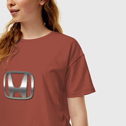 Футболка оверсайз женская Honda sport auto silver, цвет: кирпичный — фото 2