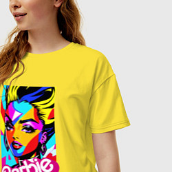 Футболка оверсайз женская Barbie - pop art - neural network, цвет: желтый — фото 2