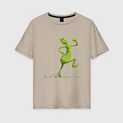 Футболка оверсайз женская Веселый Гринч похититель Рождества, цвет: миндальный