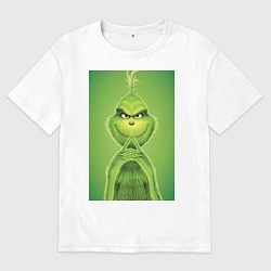 Футболка оверсайз женская Коварный Гринч похититель Рождества, цвет: белый