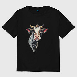 Футболка оверсайз женская Злая корова, цвет: черный