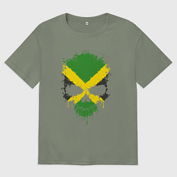 Футболка оверсайз женская Ямайка череп, цвет: авокадо