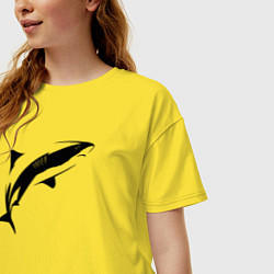 Футболка оверсайз женская Акула трафарет, цвет: желтый — фото 2
