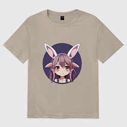 Футболка оверсайз женская Девочка зайка, цвет: миндальный