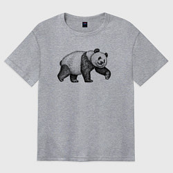 Футболка оверсайз женская Панда гуляет, цвет: меланж