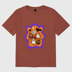 Футболка оверсайз женская Привидения, цвет: кирпичный