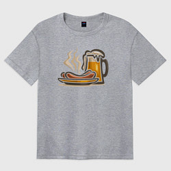 Футболка оверсайз женская Пенное и сосисочки, цвет: меланж