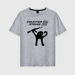 Футболка оверсайз женская Counter strike 2 мем, цвет: меланж