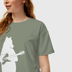 Футболка оверсайз женская Мишутка гитарист, цвет: авокадо — фото 2
